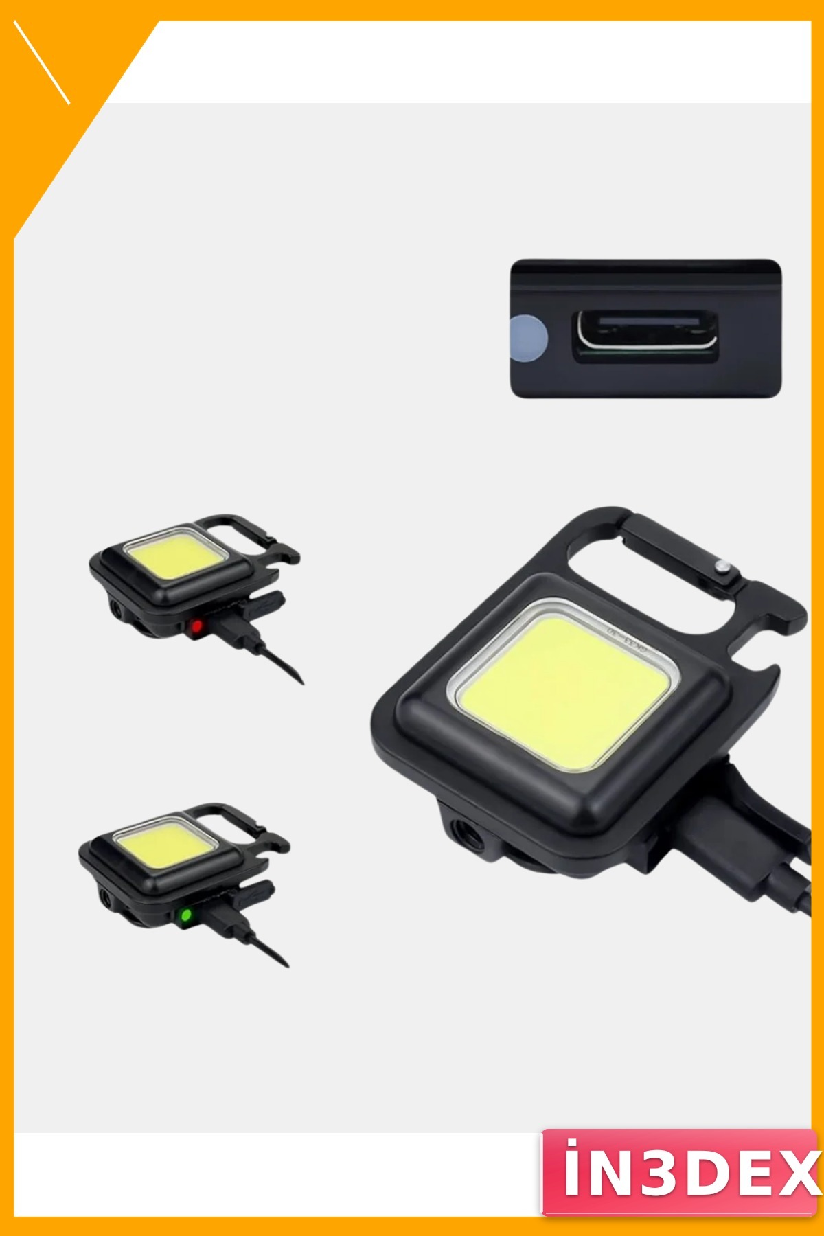 Mini Manyetik LED Fener 1000 Lümen USB-C Şarjlı Katlanabilir Şişe Açacaklı
