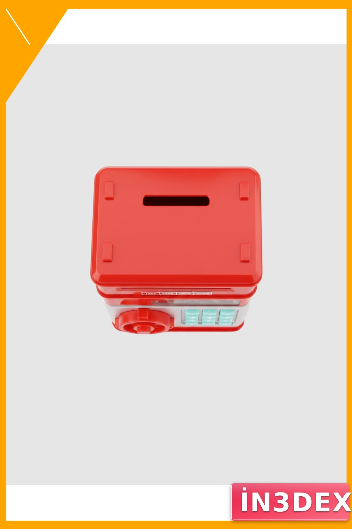 ATM Tasarımlı Şifreli Kumbara Kırmızı Çelik Kasa Görünümlü