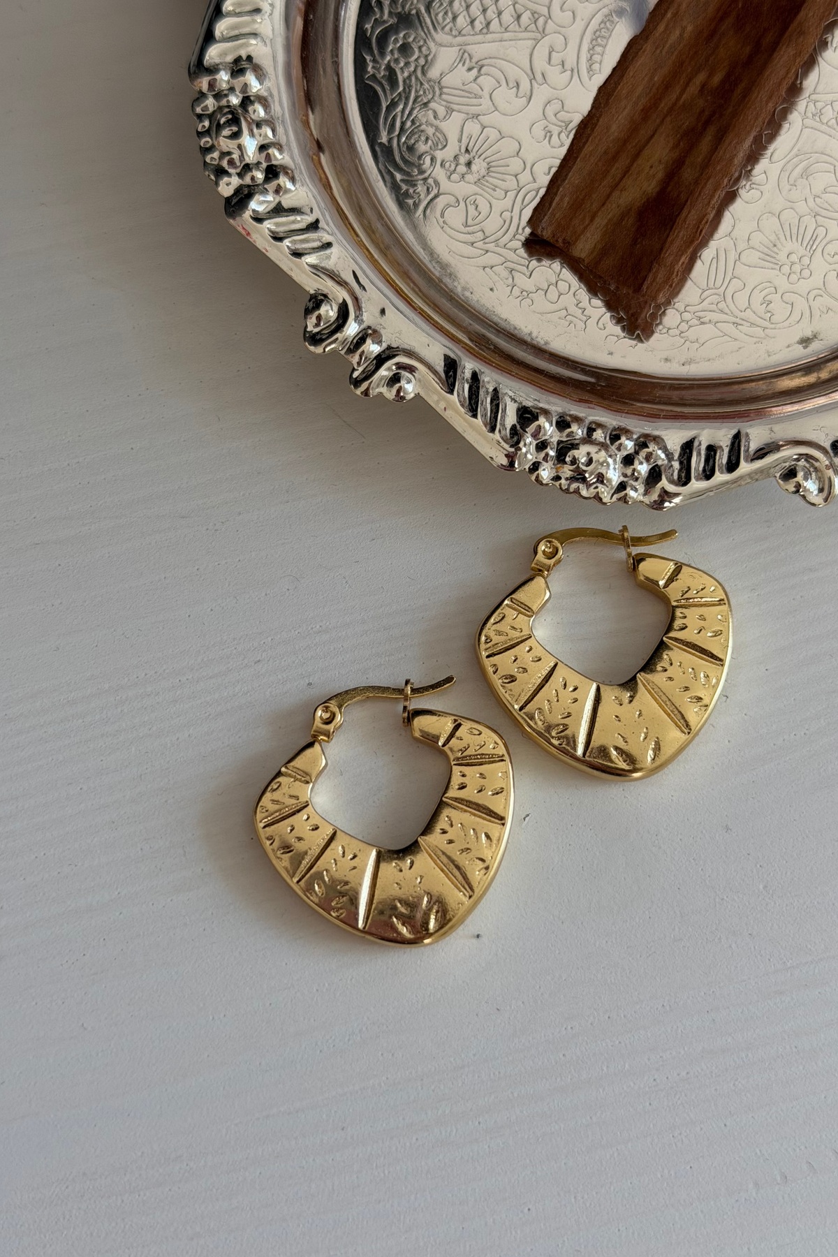 Odina Gold Detail Ethnic Steel Earrings