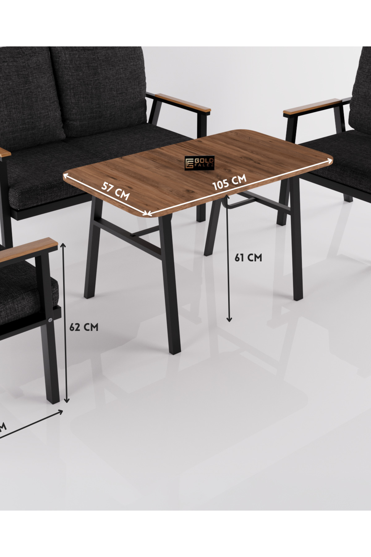 Bahçe Masası Ahşap Balkon Teras Cafe Masa Modern Dış Mekan Masa 9832 Atlantik Çam (Sadece Masa) görsel 2