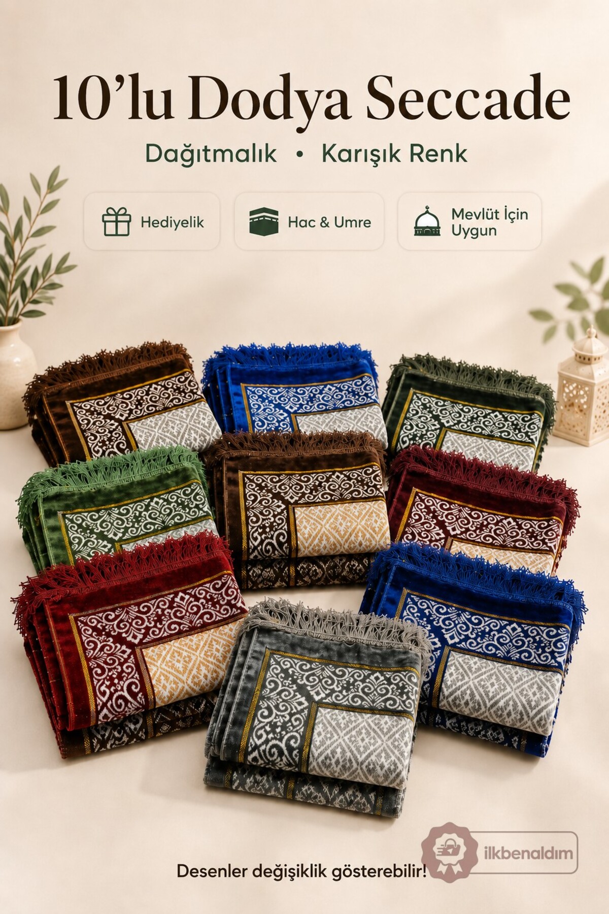 10-Piece Dodya Prayer Sheet Prayer Sheet Mixed Color Mevlid Compassion Mosque Quran Gift | 500gr