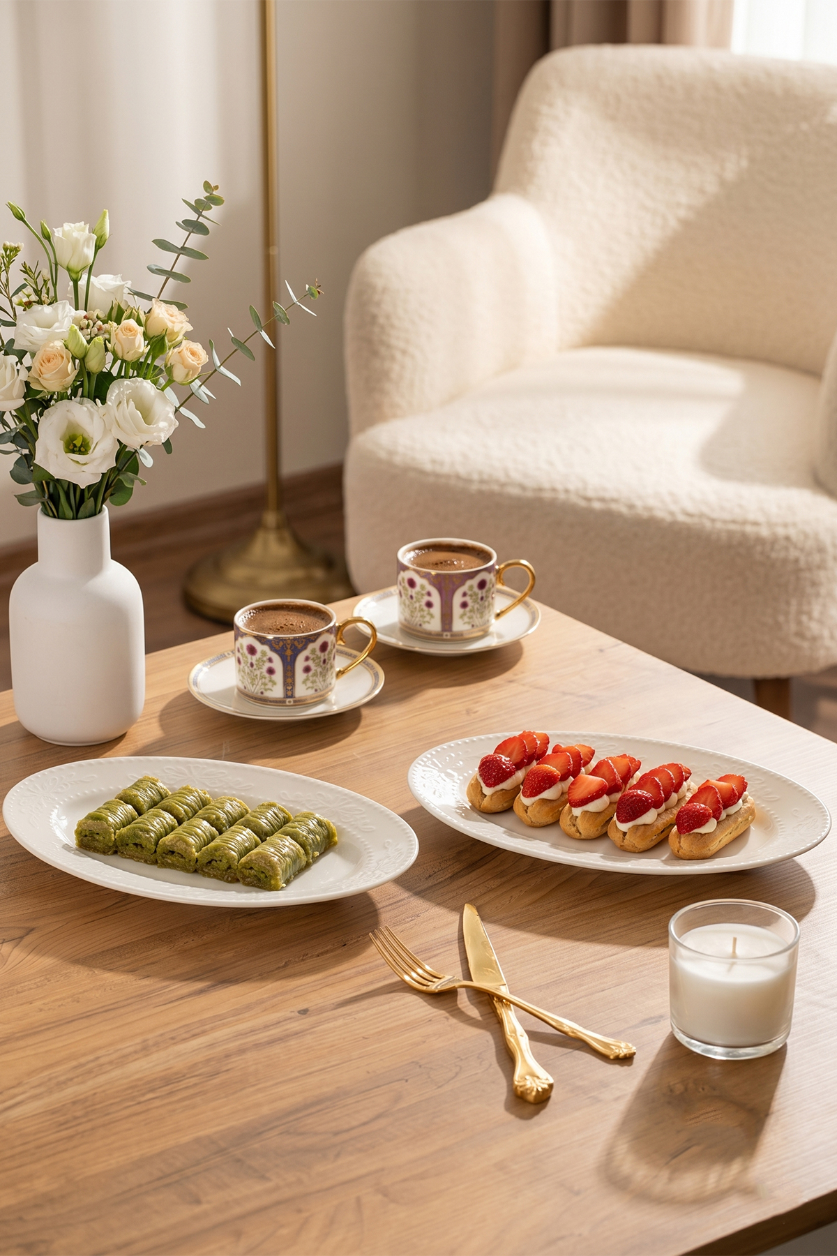 4459 Burçak 2-Piece Porcelain Boat Plate Set - Oval Breakfast Set 25cm