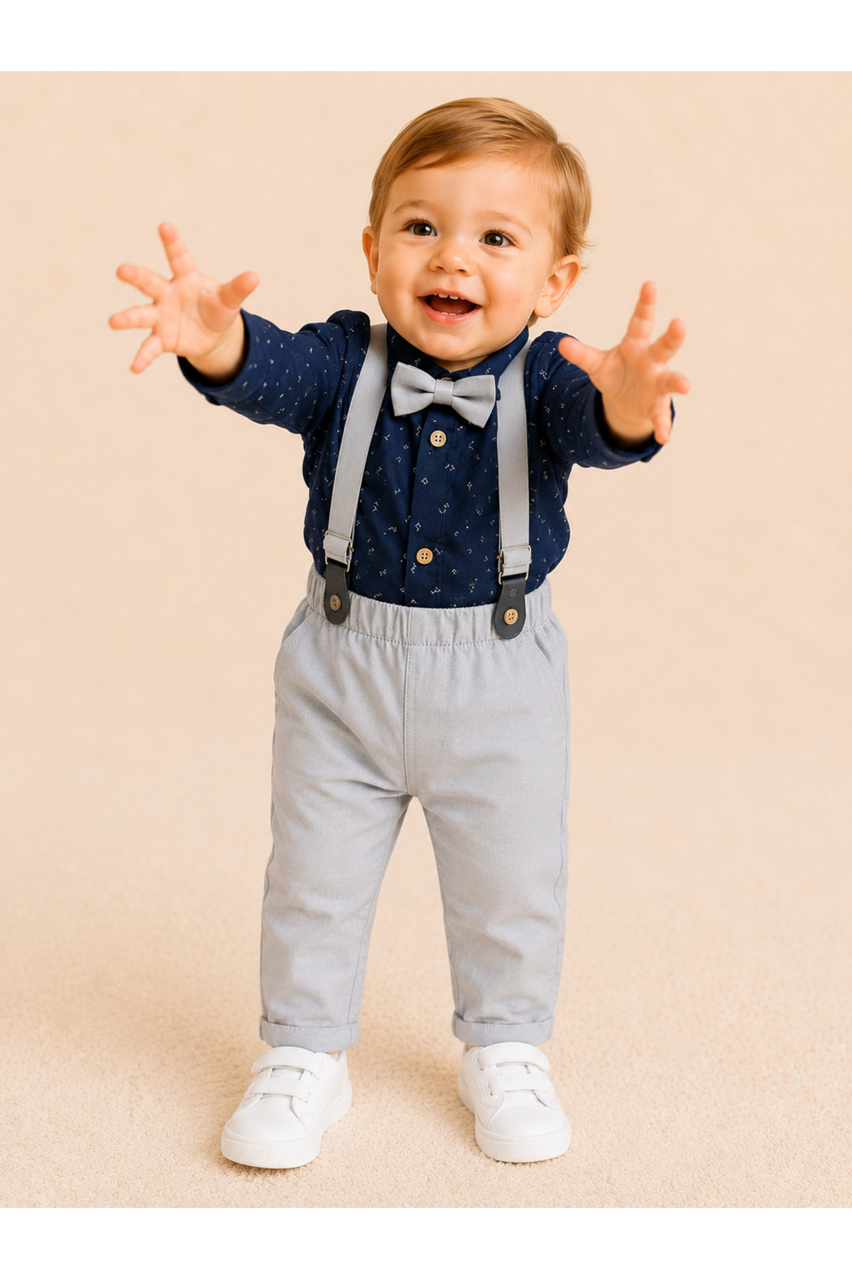 Baby Boy 100% Cotton 4-Piece Dungaree Suit Wedding Birthday Party
