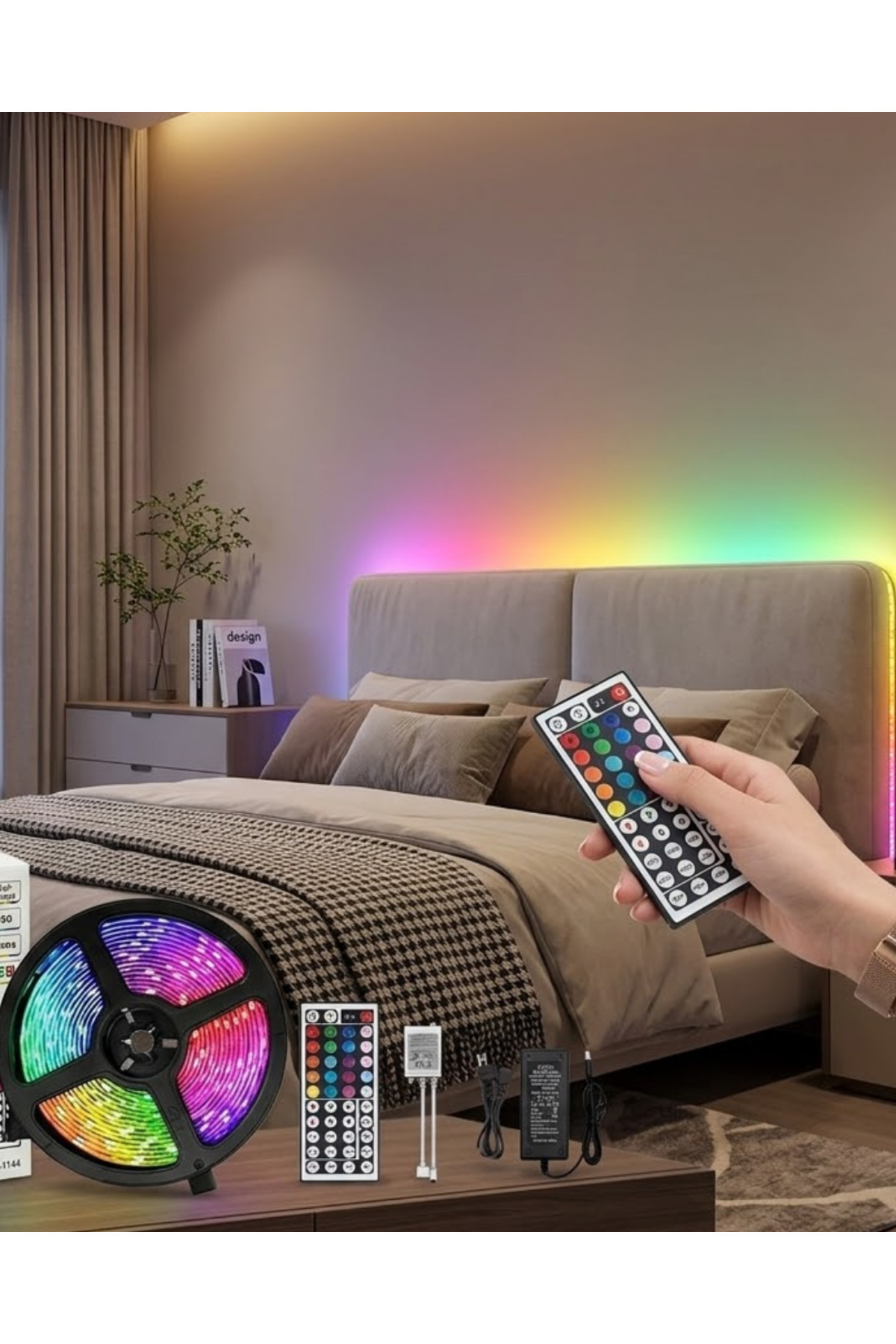 RGB Şerit LED 5m Uzaktan Kumandalı Renk Değiştiren Dekoratif Işık
