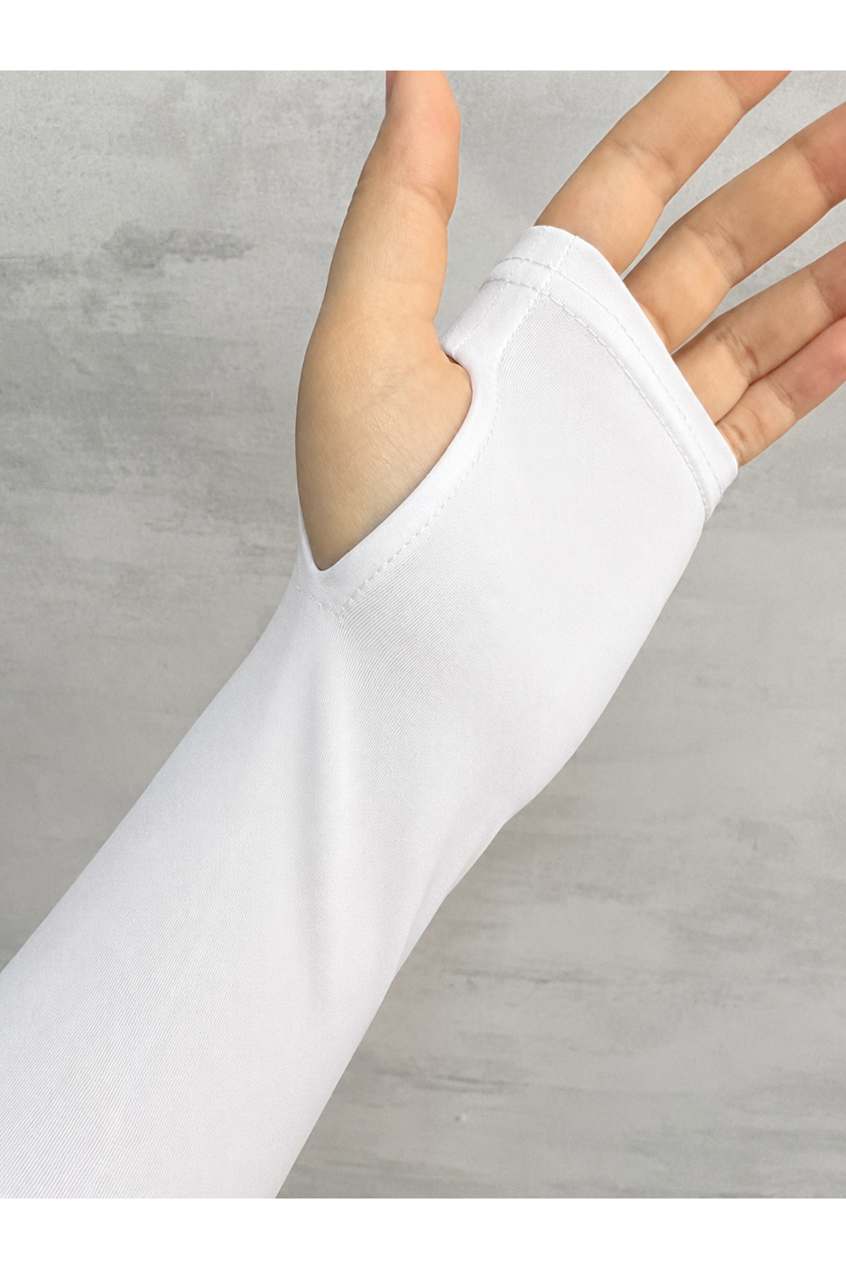 myDea Beyaz Parmak Geçmeli Kolluk Kol Uzatıcı, Esnek, Terletmeyen Tesettür & Spor Kullanım Paket İçeriği Çift El görsel 3