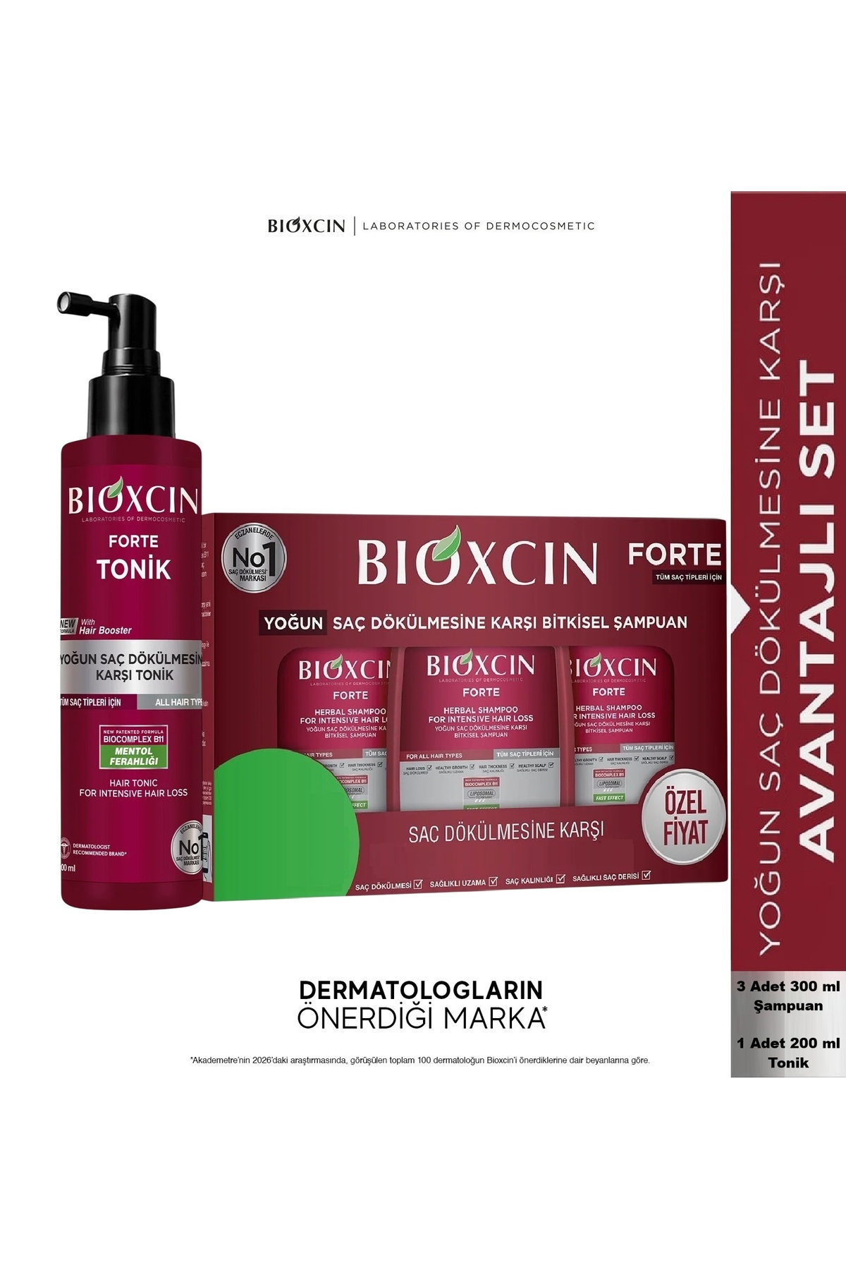 Bioxcin ست شامپو و تونیک ضد ریزش مو فورته، ۳x۳۰۰ میلیلیتر (ست پیشرفته) — ۸۶۸۰۵۱۲۶۳۵۷۳۴۶۰۹۵