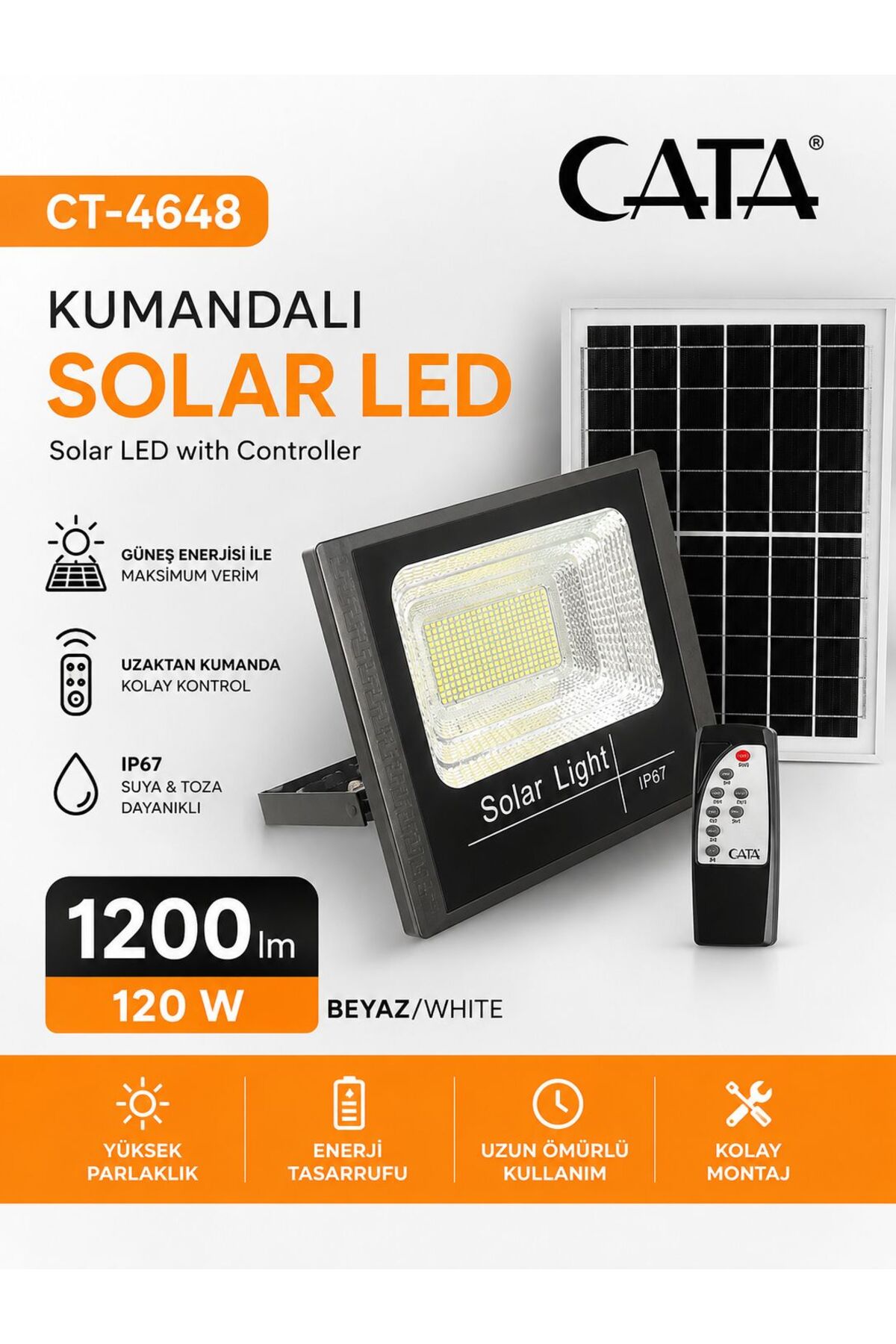セルリターン プラチナ cellreturn platinum LED Cata CT4648 KUMANDALI SOLAR LED 120 W - Fiyatı, Yorumları