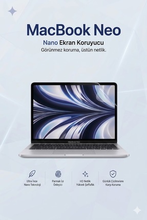 Techmaster Macbook Neo 13 inç A3404 ile Uyumlu Ekran Koruyucu Film