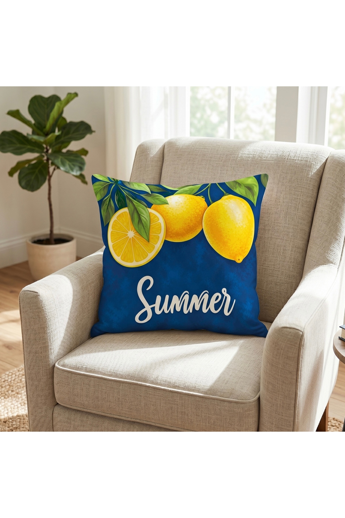Digital Printed Lemon Design Decorative Pillowcase 1 Piece