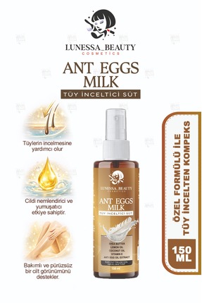 Lunessa Beauty Tüy Azaltıcı ve İncelten Bakım Sütü 150 ML - Nemlendirici Pürü...