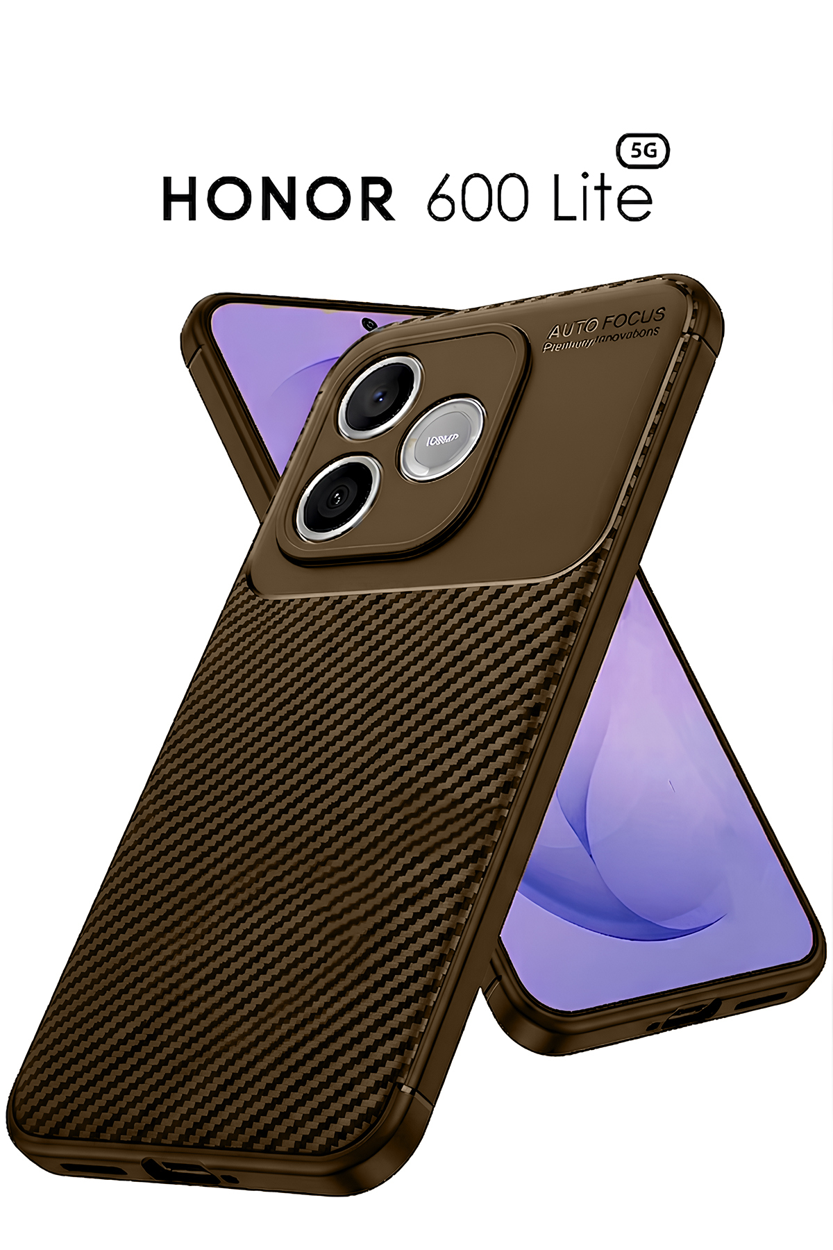 Honor 600 Lite Compatible Camera Shielded (Carbon Design) Protective Luxury Silicone Case