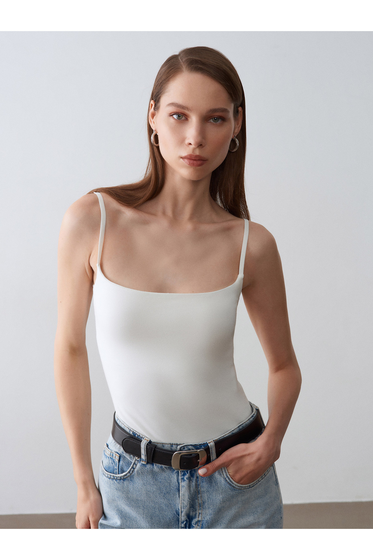 Dilvin 21200 Bra-Free Askılı Top-Ekru