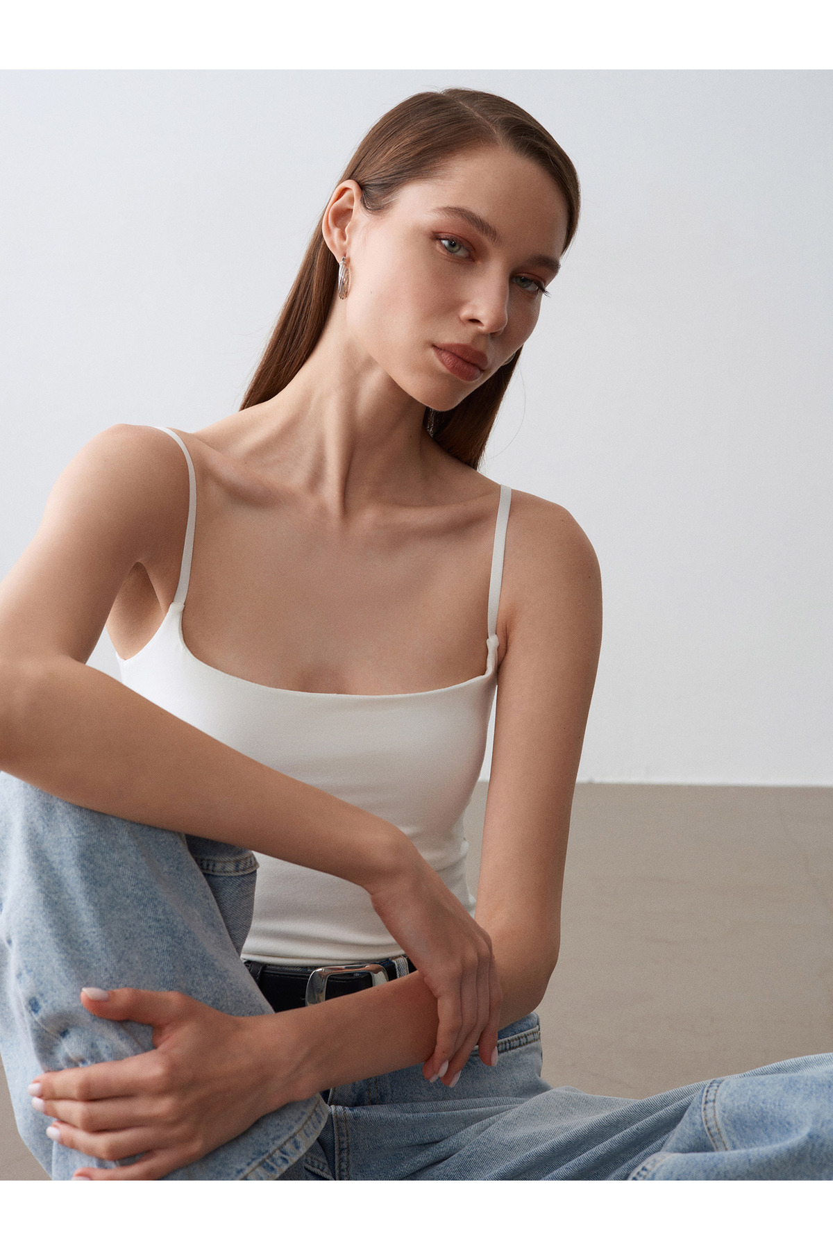 Dilvin 21200 Bra-Free Askılı Top-Ekru görsel 3