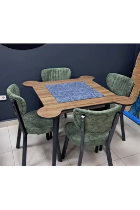 BARANOVA Ahşap Tasarım Kulaklı Oyun Masası - Cafe ve Ev Tipi Okey Masası Seti