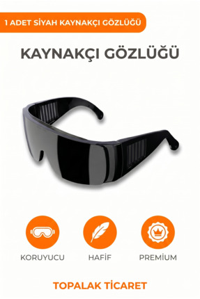 TOPALAKTİCARET Siyah Kaynak Gözlüğü - Çapak Ve Toz Koruyucu Hafif İş Güvenliğ...