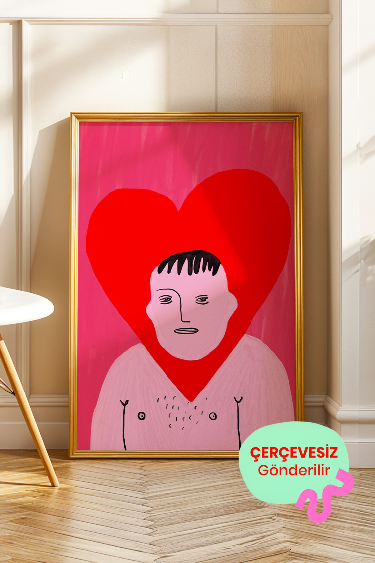 Kalpli Portre Poster Modern İnsan Figürü Duvar Dekoru Çerçevesiz