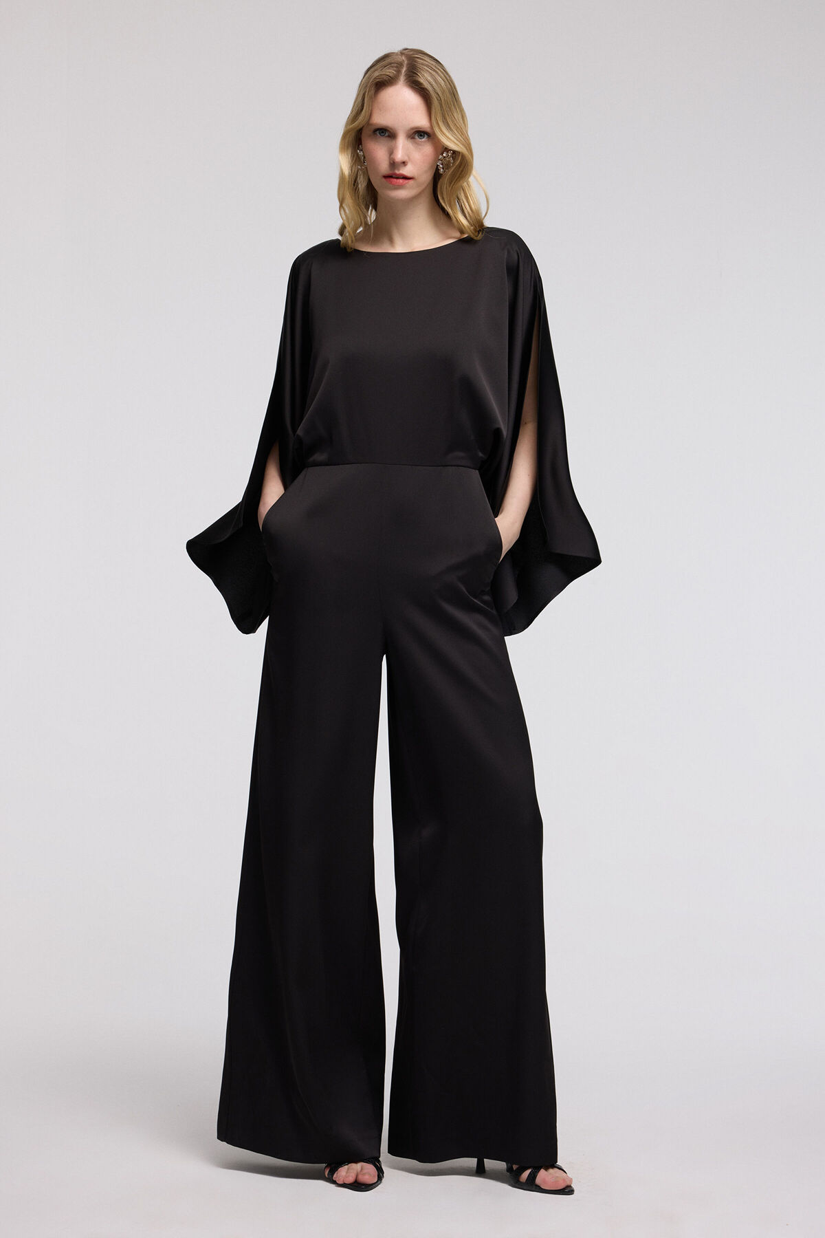 Mert Aslan Black Sleeve Slit Jumpsuit