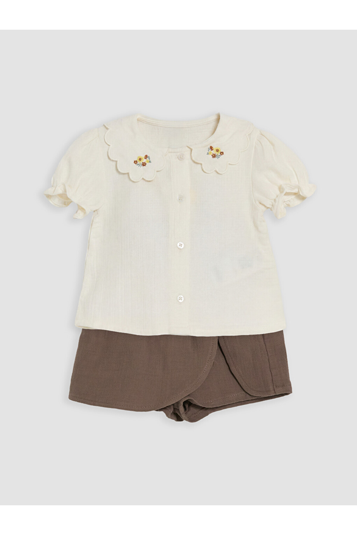 LC Waikiki Ecru Embroidered Baby Girl Set