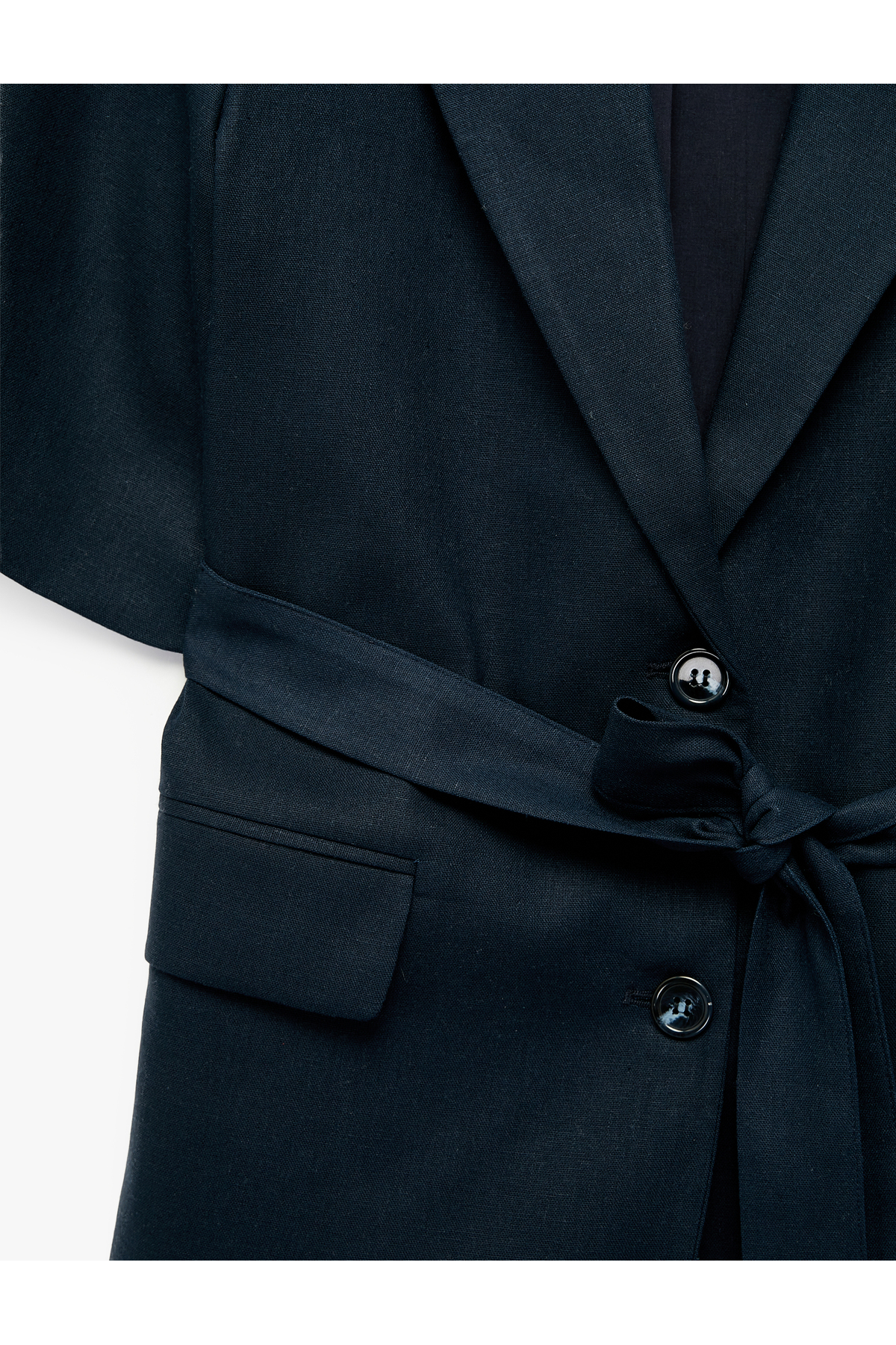 Koton  Viskon Karışımlı Kemer Detaylı Geniş Yaka Blazer Ceket - Görsel 6