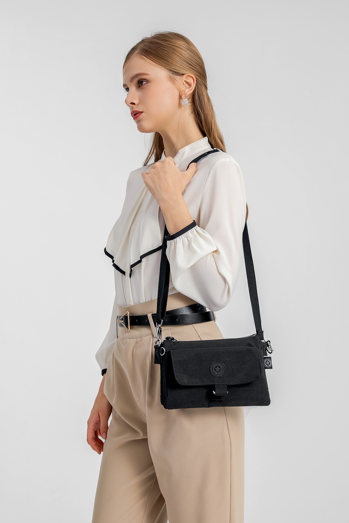 SMART BAGS Günlük Minik Boy Su Geçirmez Krınkıl Kumaş Kadın Telefon ve Postacı Çantası Kiremit görsel 6