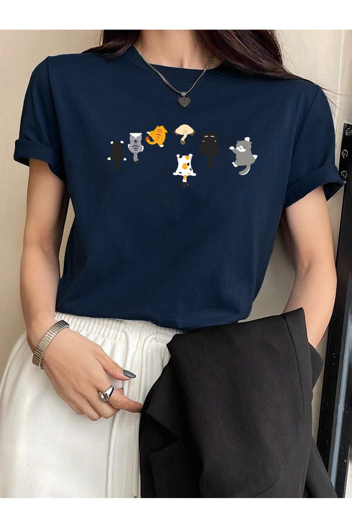 uyguntarz Unisex Yaramaz Kediler Baskılı Tasarım Tshirt