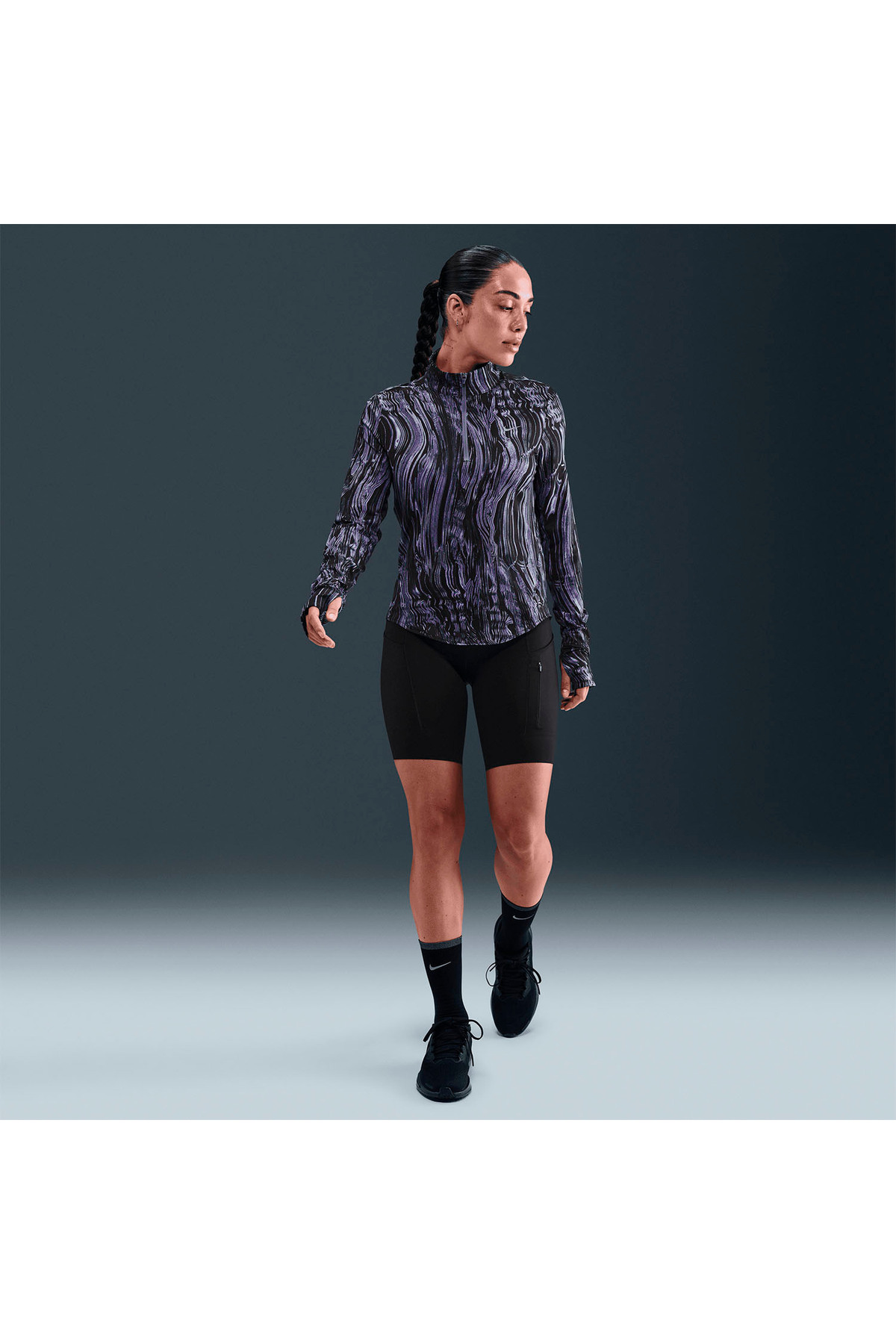 Nike Dri-Fit Swift UV Half-Zip Running Kadın uzun kollu Mat Sportswear görsel 3