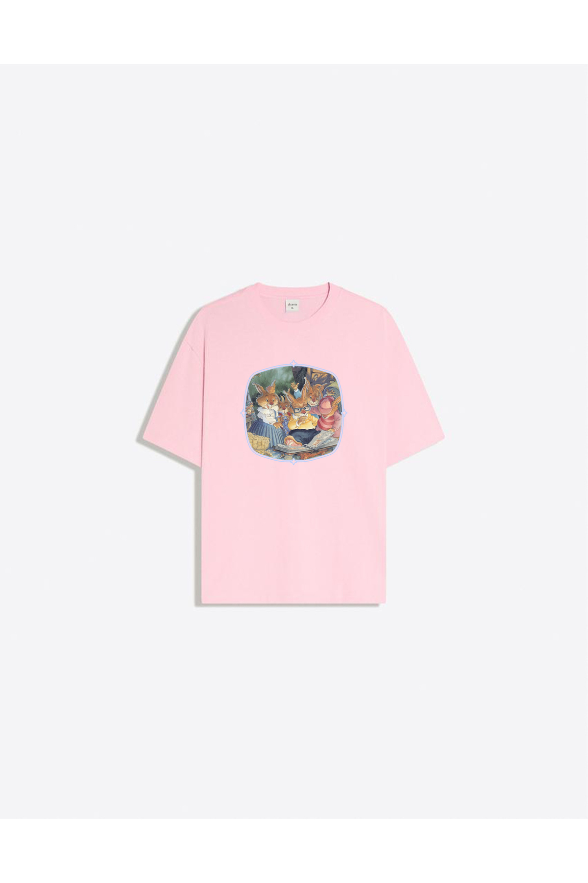Long Ear Family Printed Crew Neck Oversize Trend Women's T-shirt