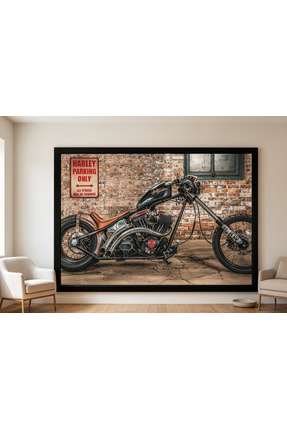 ISF MARKT Harley Chopper Konseptli Çerçeveli Poster – Vintage Motosiklet Duva...