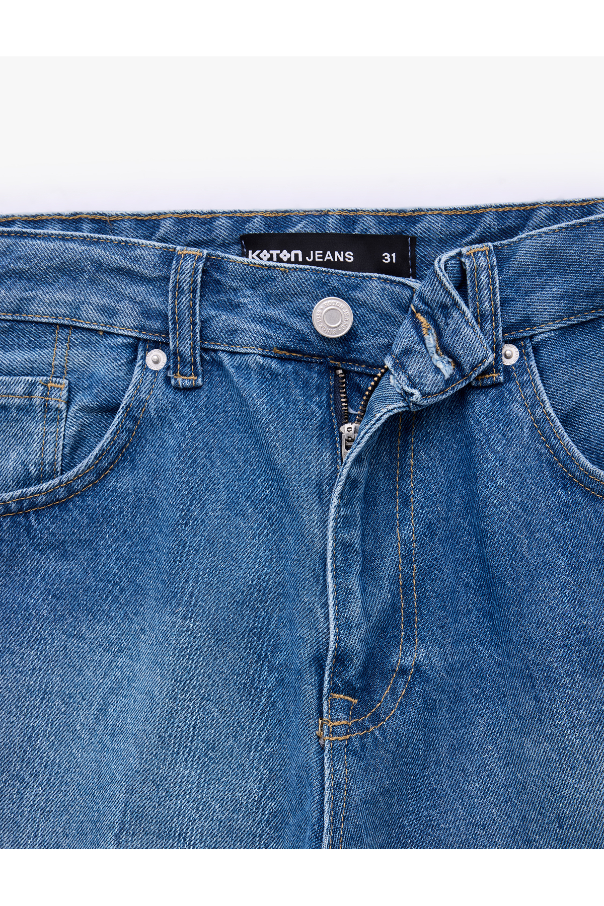 Koton Pamuklu Rahat Kalıp Normal Bel Baggy Jean Şort görsel 6