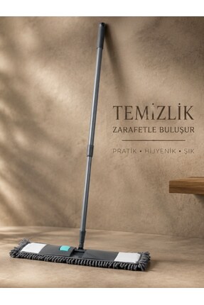 Vichy Mikrofiber Paspas Makarna Mop Seti Saplı Toz ve Islak Zemin Temizleme A...
