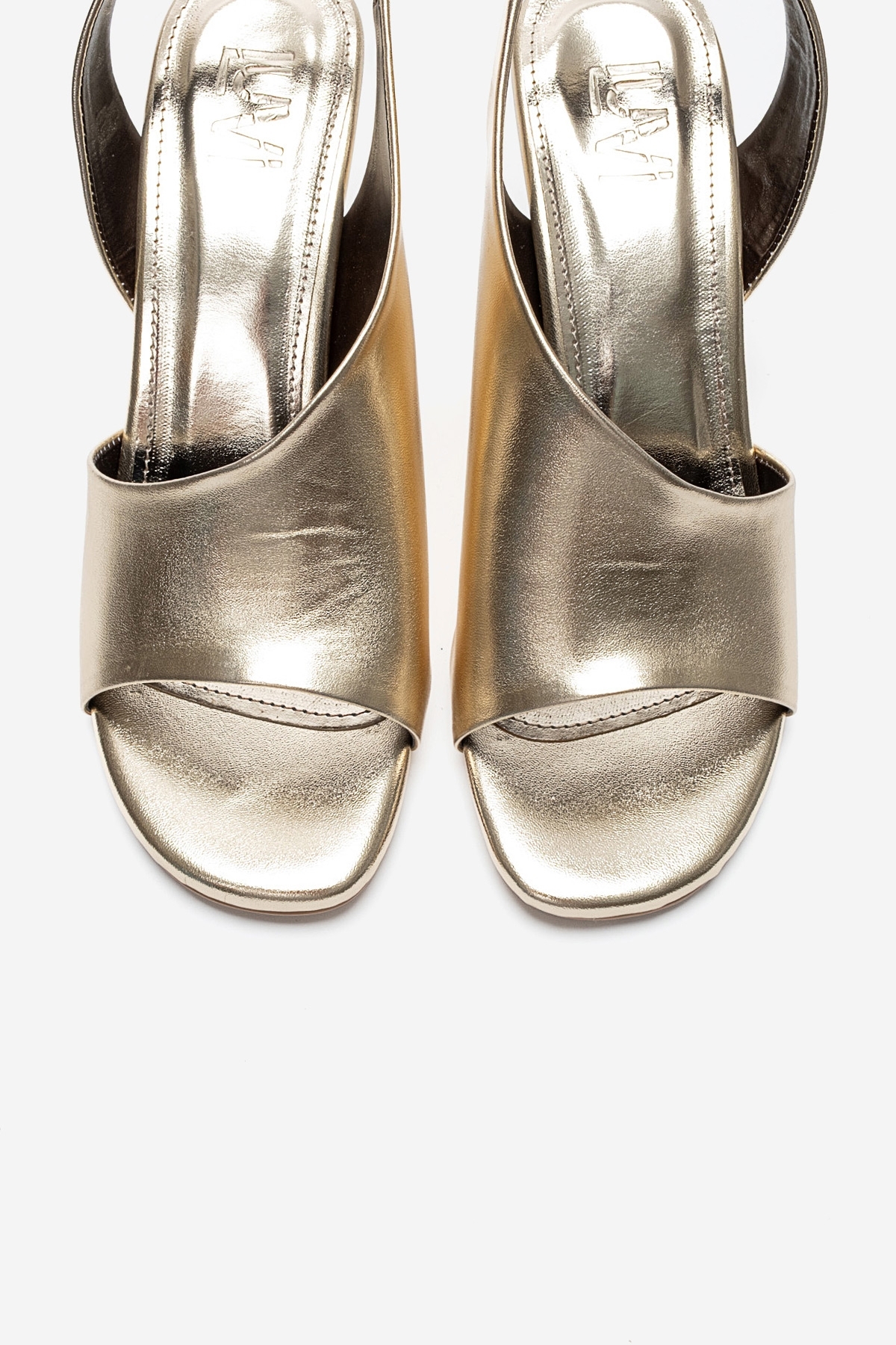 LuviShoes ZYRA Altın Cilt Kadın Dolgu Topuklu Ayakkabı görsel 2