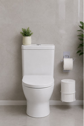 metalshop 2 Parça Banyo Seti Metal Stantlı Çöp Kovalı Wc Kağıtlık Yuvarlak