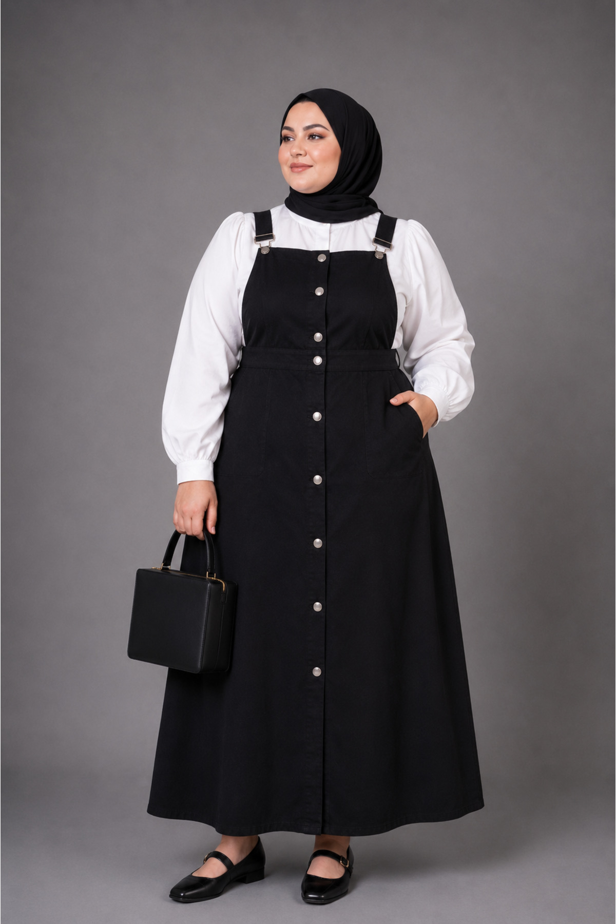 FREYA MODA Büyük Beden Tesettür Düğmeli Jile