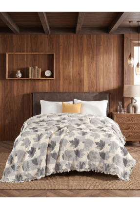 NOE-SOFT HOME MÜSLİN YATAK ÖRTÜSÜ ÇİFT KİŞİLİK ÇİFT TARAFLI&JAKARLI ÇINAR DES...