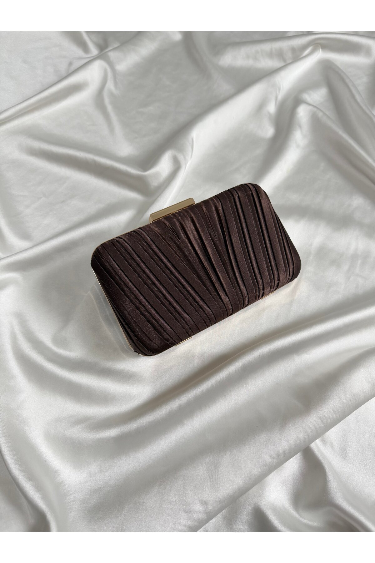 Mia Collection Pileli Model Düğün Nişan Abiye Çanta Acı Kahve