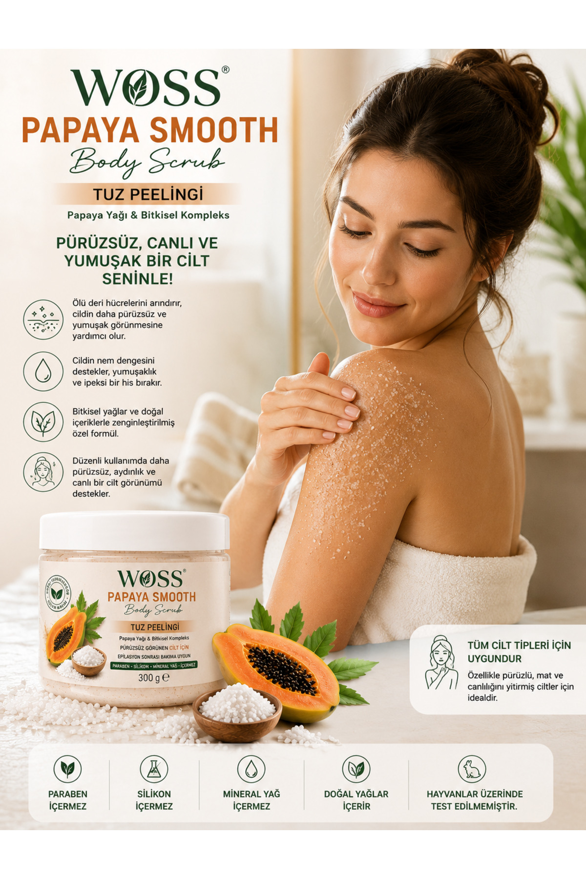 PAPAYA SMOOTH BODY SCRUB 300 G. — WOSS10001 — تصویر 4 از 4