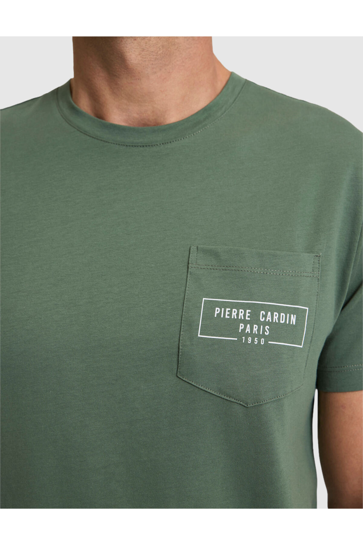 Pierre Cardin Haki Regular Fit %100 Pamuk Bisiklet Yaka Tişört 50327866-VR027 görsel 6
