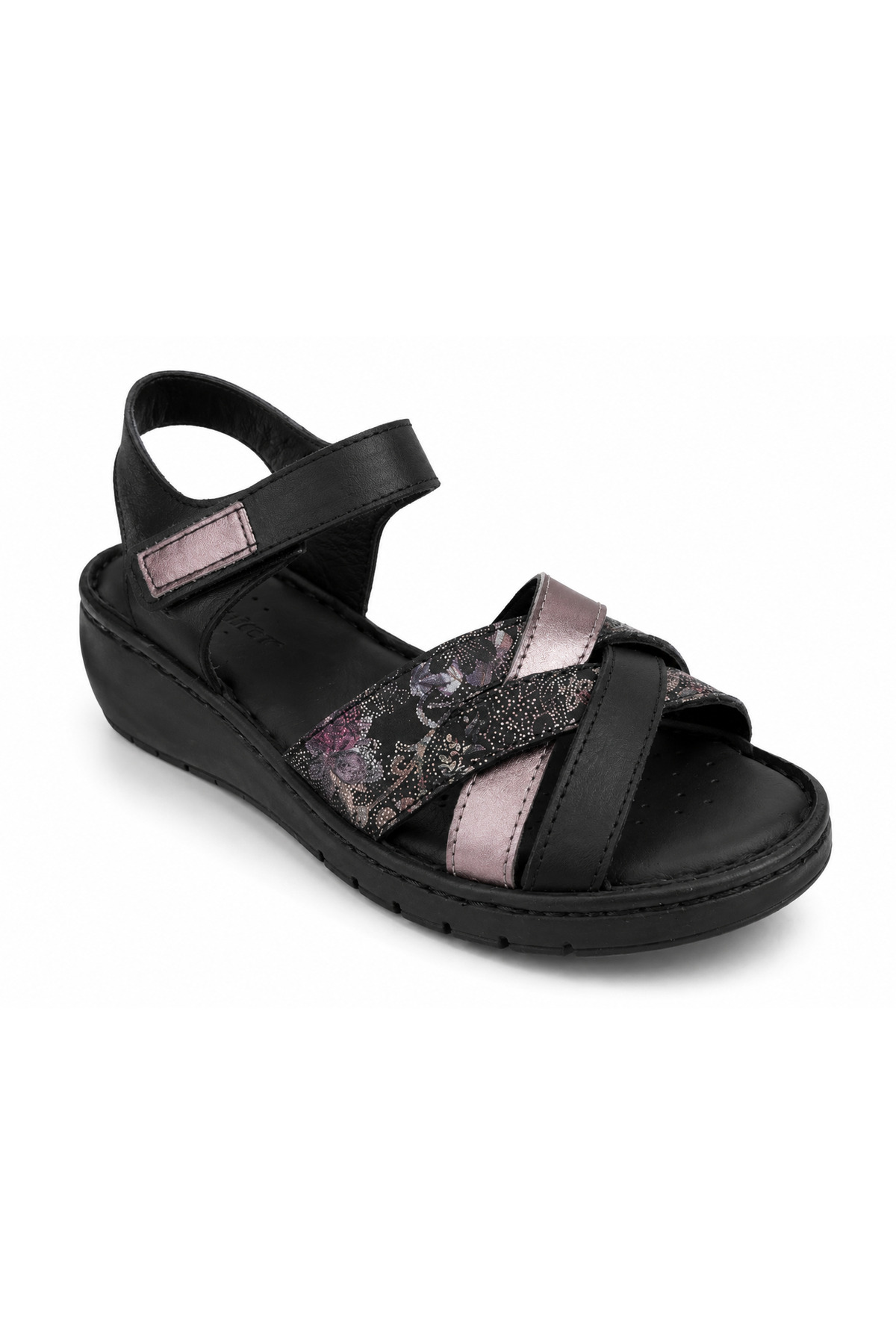 Castle Black Celina Black-Bronze Detailed - Genuine Leather Women's Sandals