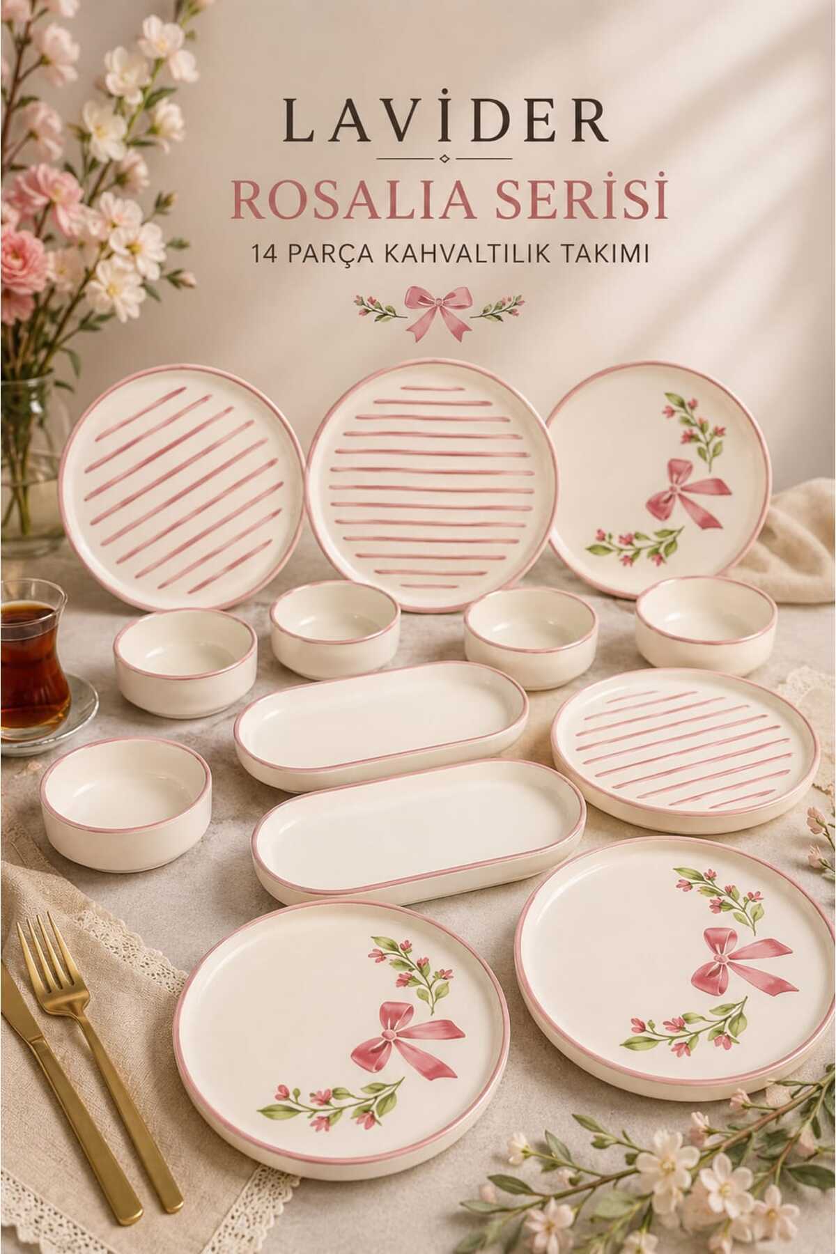 Lavider Rosalia Serisi 14 Parça 6 kişilik Kahvaltı Seti - Fiyatı