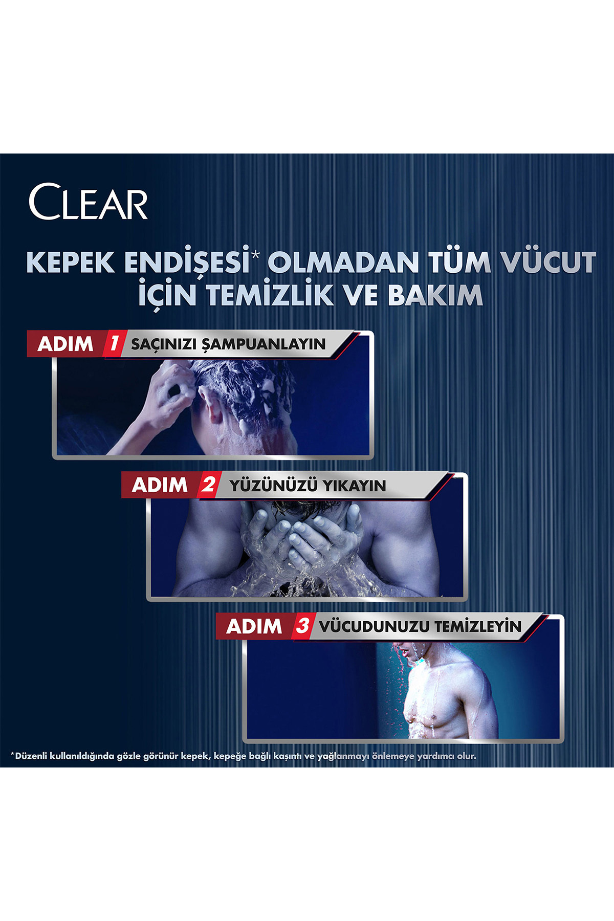 Men 3 in 1 Şampuan & Duş Jeli Ferahlatıcı Mentol Saç Yüz Vücut İçin 350 ml x4 — SET.UNİ.11298 — تصویر 7 از 9