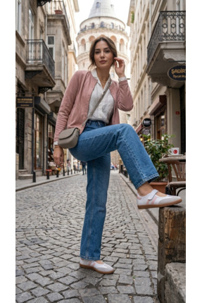 rumgay Kadın Pudra çizgili kadın cırtlı sambabet tarz sneaker ayakkabı