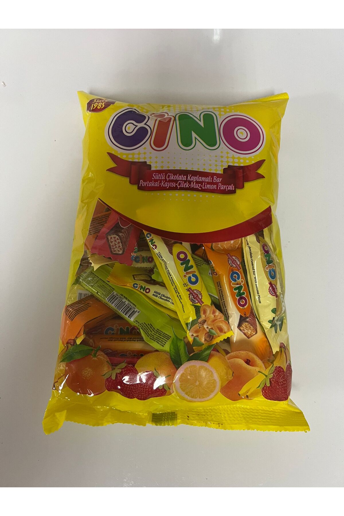 Cino sütlü çikolata kaplamalı bar 500gr(portakal.kayısı.çilek.muz