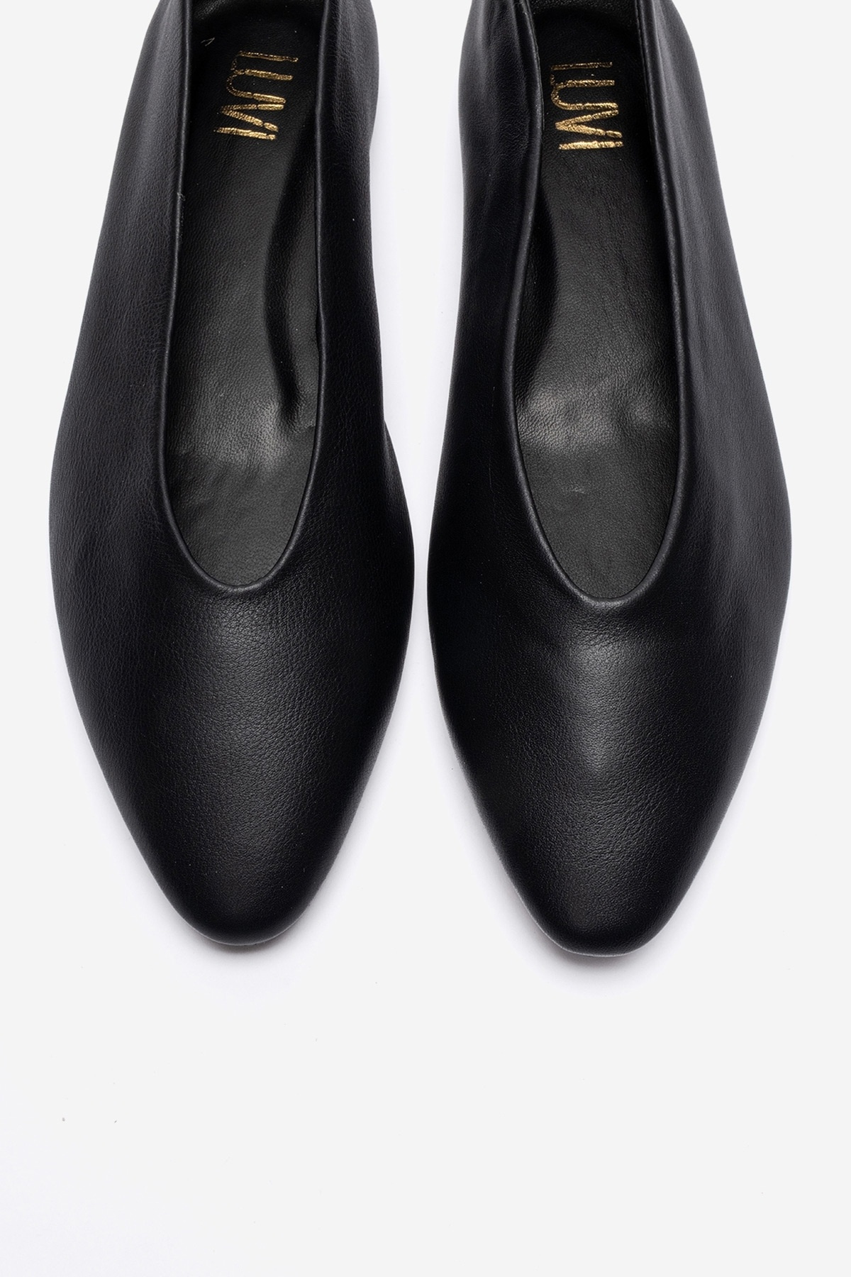 LuviShoes JENAS Siyah Cilt Hakiki Deri Kadın Babet Ayakkabı görsel 2
