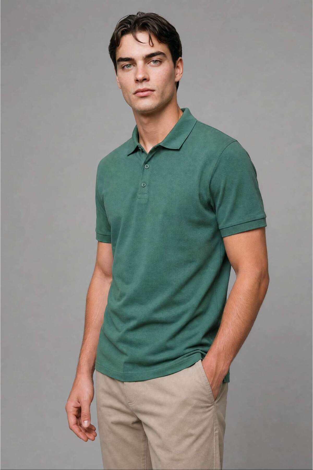 Defacto Regular Fit Short Sleeve Green Polo T-Shirt H8944Ax26Hs