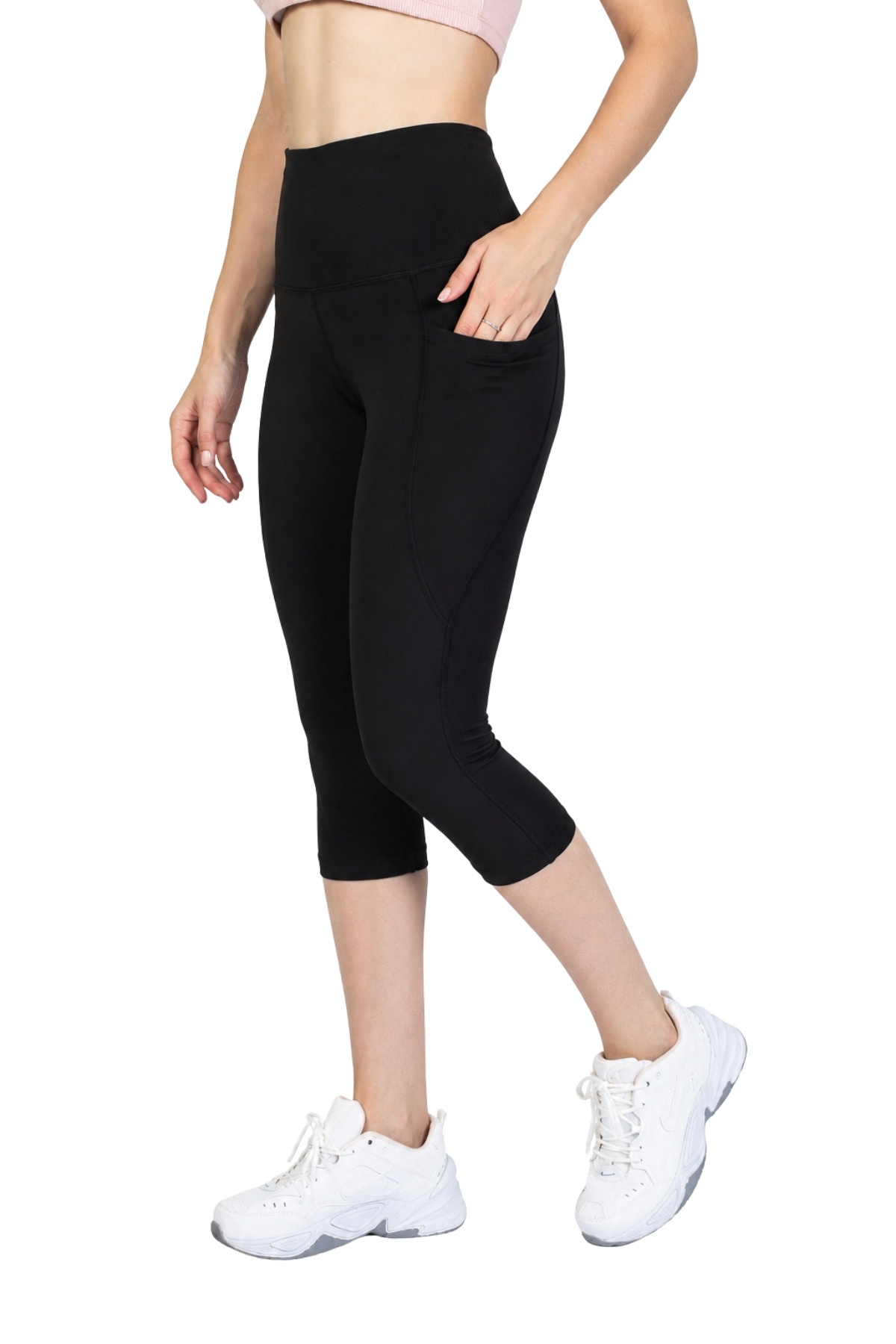 The Step Sports Nova Siyah Cepli Kapri Toparlayıcı Yüksek Bel Spor Tayt görsel 7