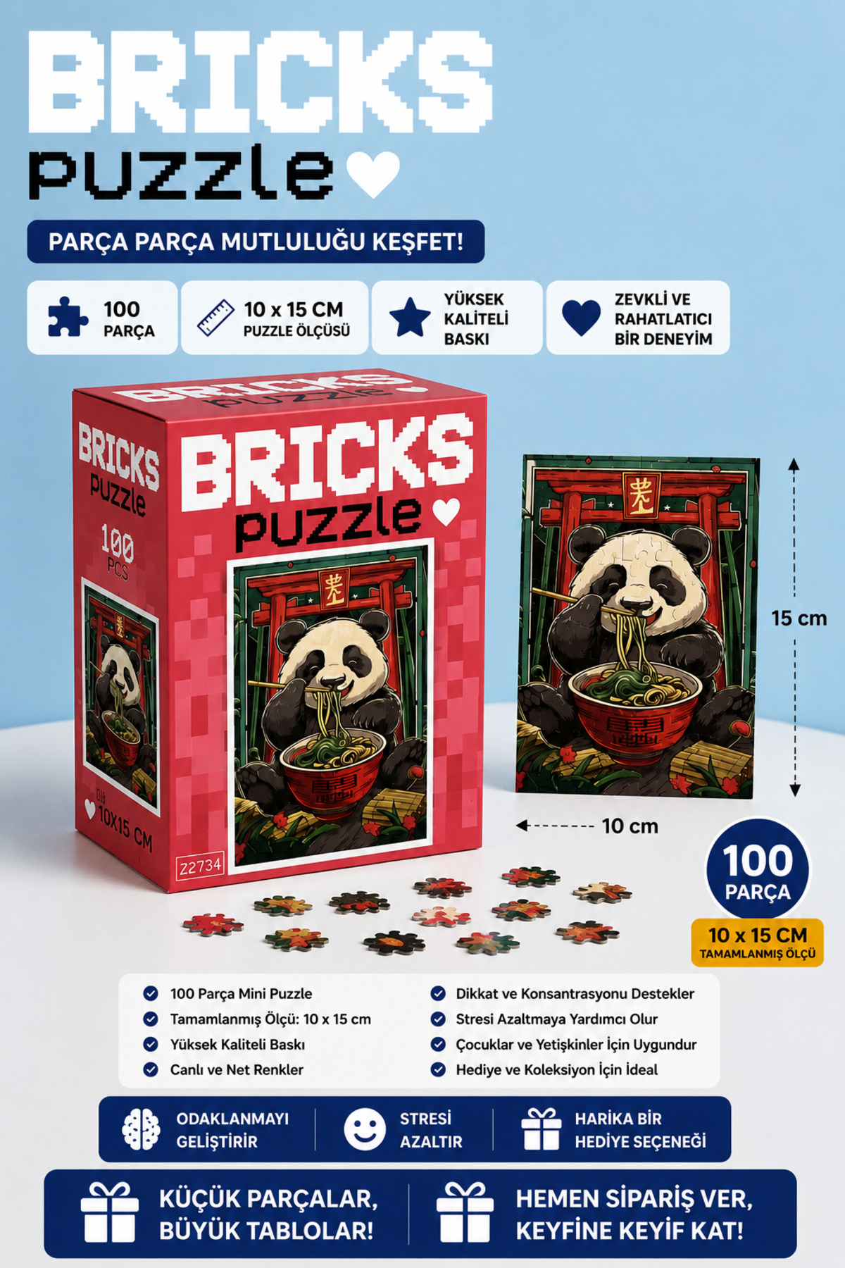 ラブ&ピースケ kidssan games BRICKS Puzzle Noodle Seven Panda – 100 Parça Mini