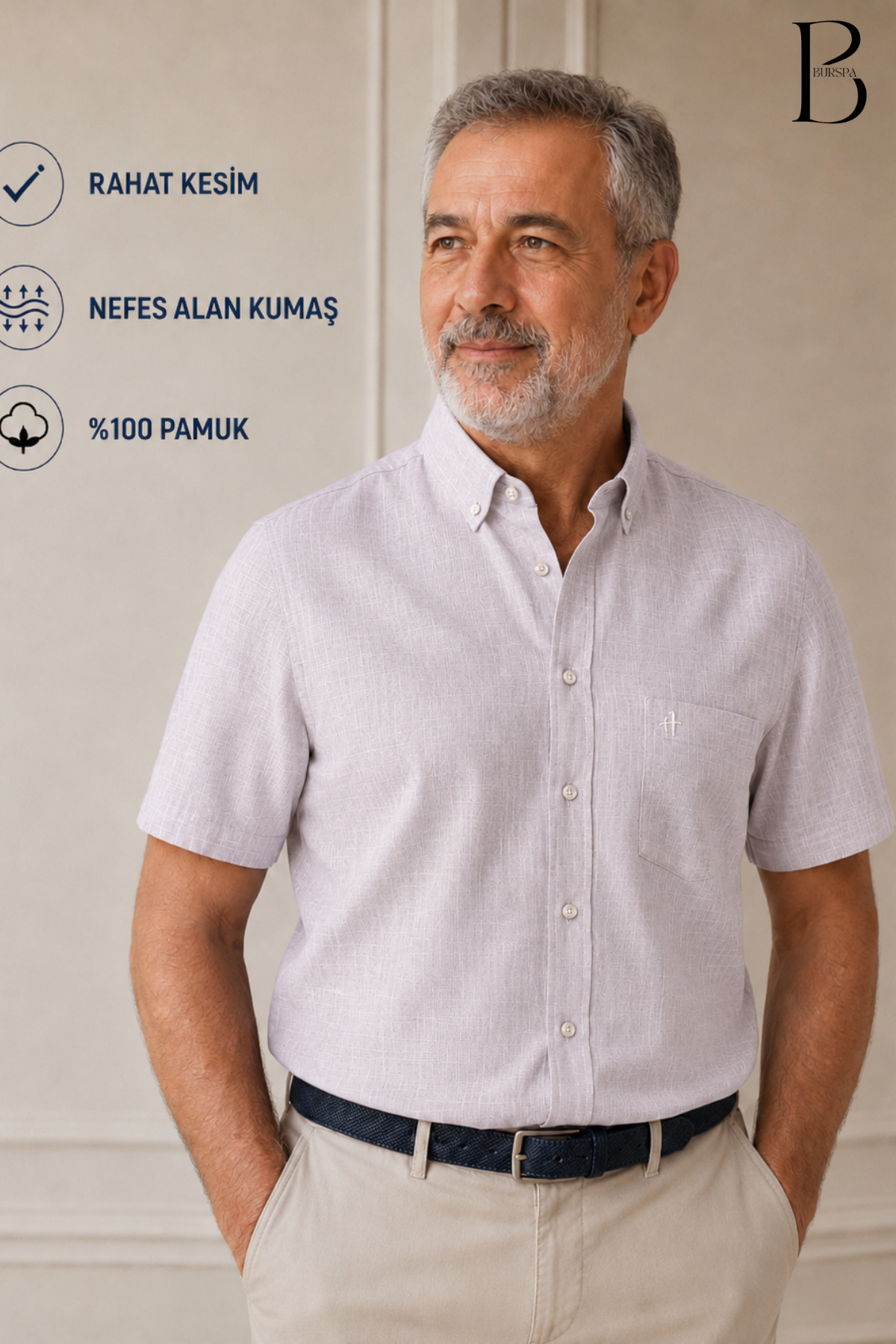 Casual Cut Classic Men's Dad Short Sleeve 100% Cotton Linen Shirt