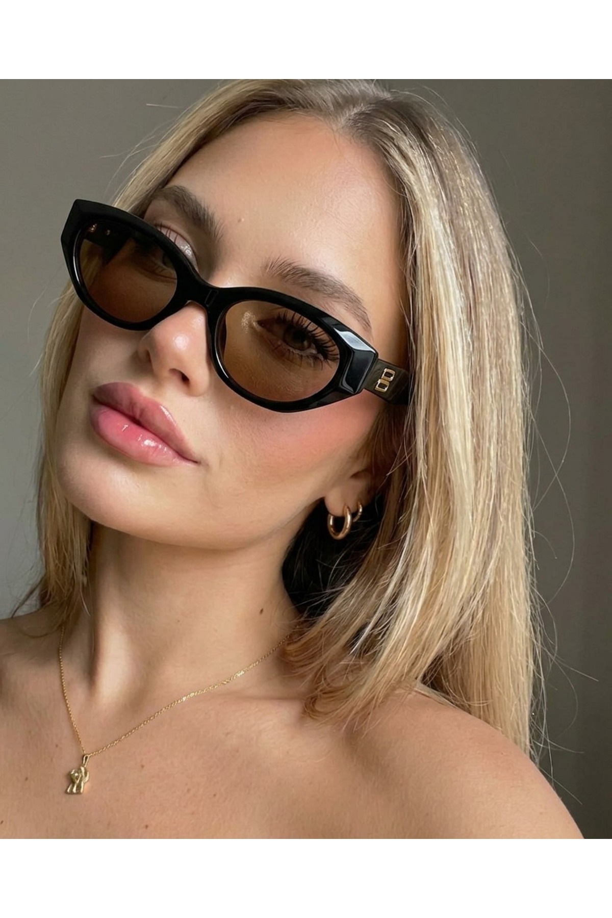 funeyes Maria Cat Eye Siyah Çerçeve Soft Kahverngi Cam Asetat Güneş Gözlüğü