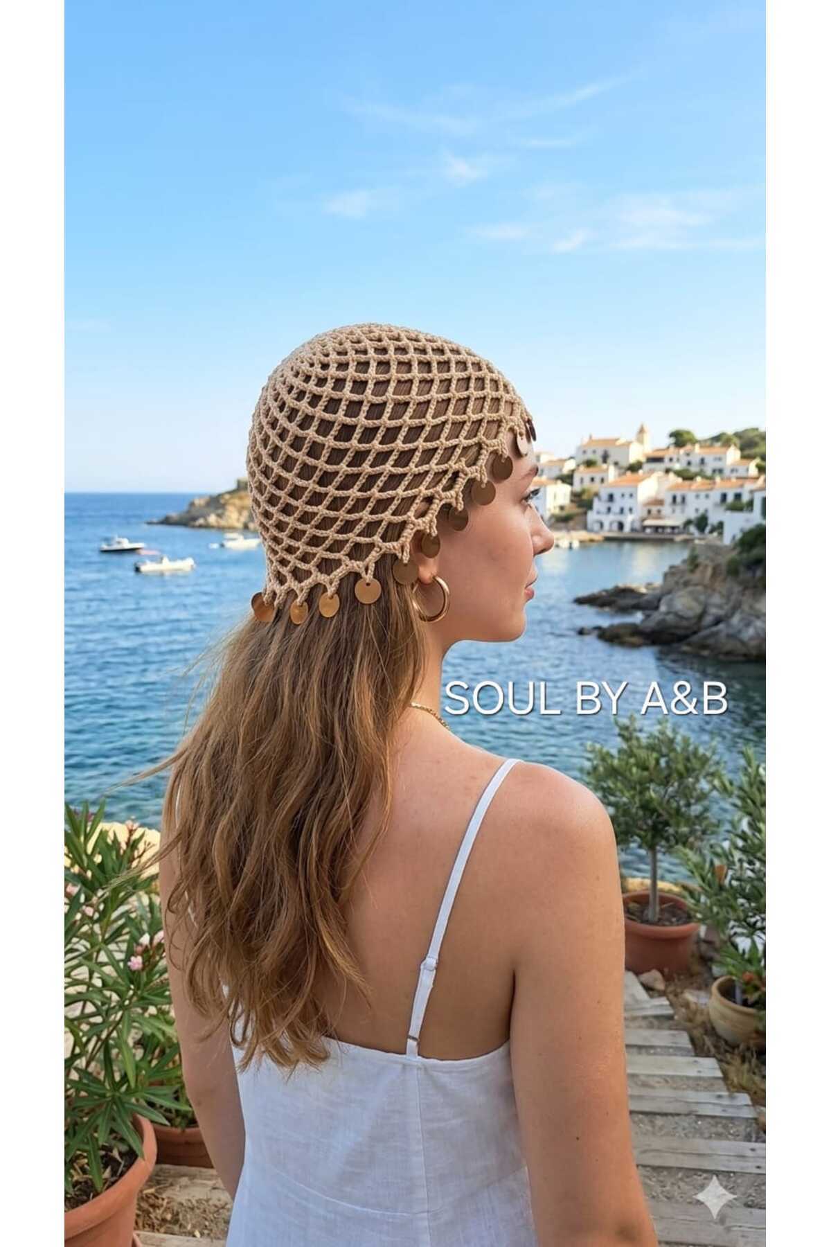 SOUL BY A&B El örgüsü file bere yazın trendi bere şapka şık saç aksesuarı