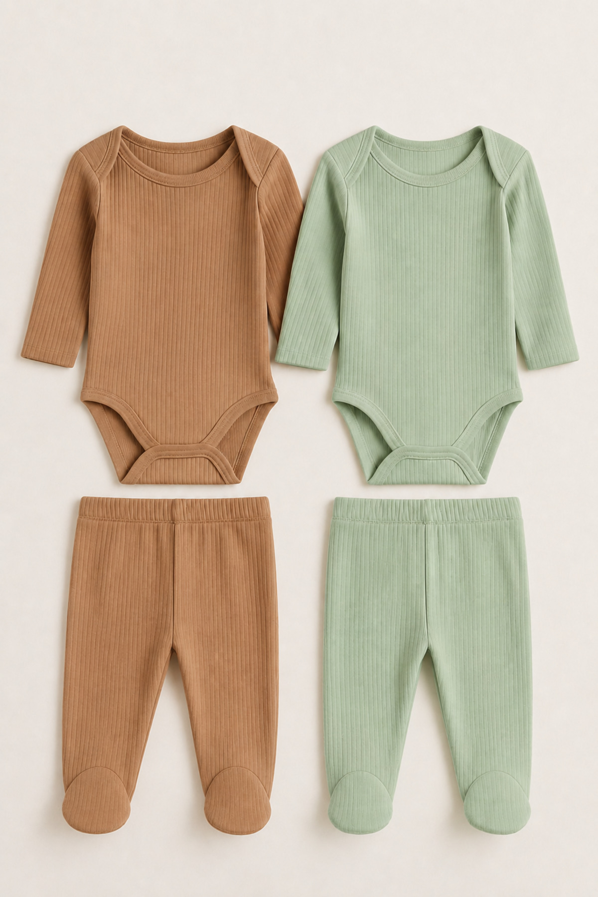 Baby Boy Organic Cotton 4-Piece 2-Piece Bodysuit and Pants Set with Bootees (0-9 Months)